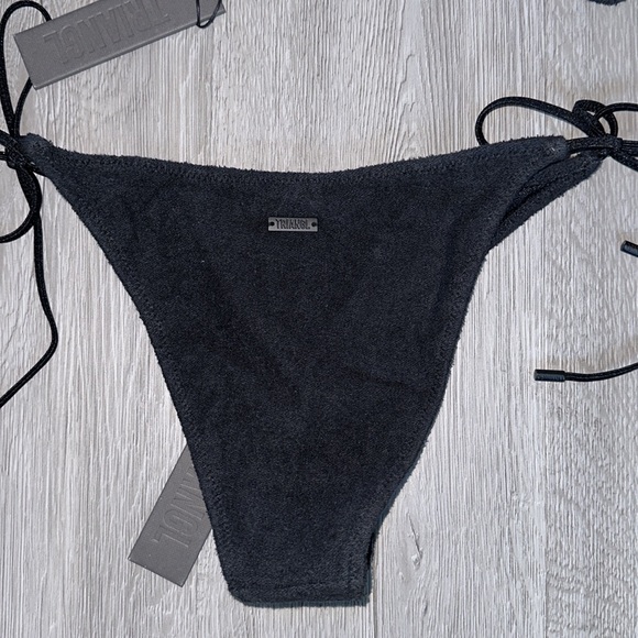 Black terry cloth Astro top with string bottom swimsuit set. - Picture 14 of 14